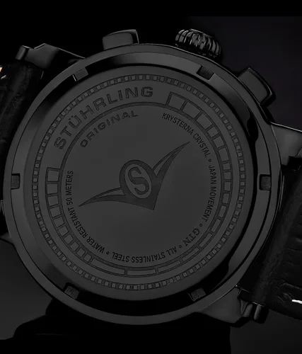 Vista 5 de Stuhrling Original Imperia - Reloj cronógrafo de cuarzo para hombre con correa de cuero
