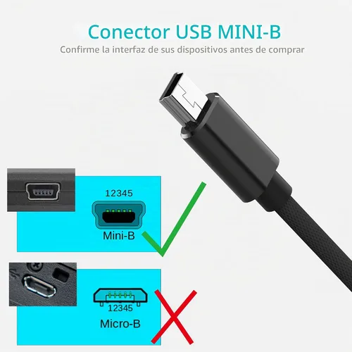Vista 3 de HIEbee Mini USB OTG Cable para Cámaras Digitales - USB A Hembra a Mini USB B Adaptador Macho de 5 pines Cable Trenzado