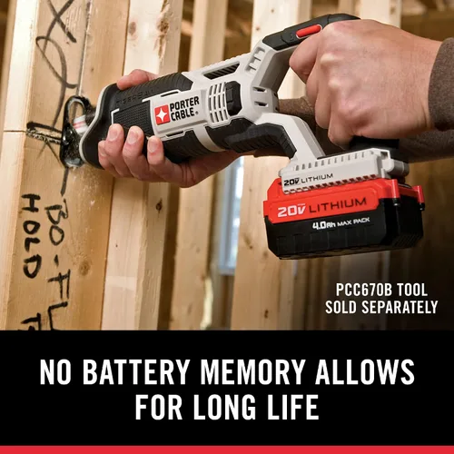 Vista 4 de PORTER-CABLE Batería de litio de 20 V MAX*, 4.0-Ah, paquete de 2 (PCC685LP)