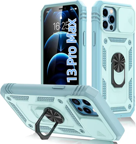 Vista 27 de Korecase Diseño para iPhone 12 Pro Max Kickstand Funda con cubierta de cámara de grado militar Caída de doble capa de cuerpo completo Protección a