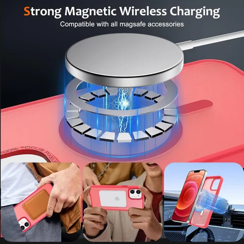 Vista 1166 de Anuck - Funda magnética para iPhone 11 compatible con MagSafe, carcasa trasera mate translúcida dura, borde de TPU, delgada, resistente a impactos