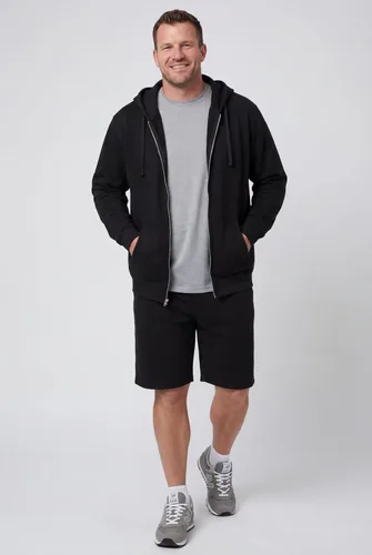 Vista 6 de KingSize - Chaqueta de forro polar con capucha y cremallera frontal para hombre Negro