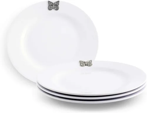Vista 7 de Arthur Court Abeja de peltre de 4 piezas en plato de melamina pesado y duradero, para uso en interiores y exteriores, fiesta y uso diario, vajilla