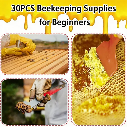 Vista 8 de Suministros de Apicultura, Kit Inicial de 30 Piezas para Apicultores con Traje de Apicultor, Suministros de Apicultura - Todos los Herramientas