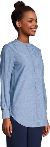 Vista 3 de Lands' End Blusa tipo túnica de manga larga de algodón para mujer