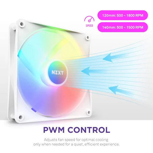 Vista 5 de F140RGB Core - Ventilador RGB de 5.512 in - Paquete doble con controlador RGB - Blanco