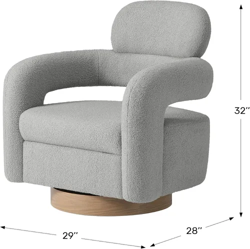 Vista 3 de WestinTrends Alexandria Mid-Century Modern Sherpa - Silla giratoria de barril color gris carbón