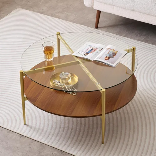Vista 10 de LumFurn Mesa auxiliar redonda de cristal, mesa de sofá de diseño moderno de mediados de siglo para sala de estar, 18 pulgadas de diámetro x 23