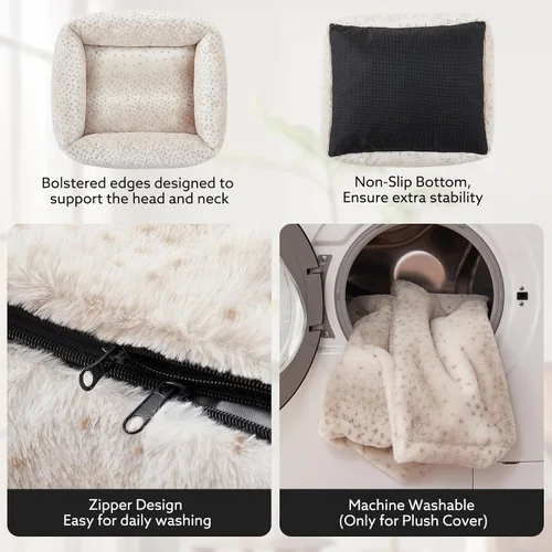 Vista 3 de JOEJOY Cama para Perro de Tamaño Mediano, Cama para Mascotas Ortopédica Lavable de Forro Polar de Pana Suave Premium con Funda de Cremallera