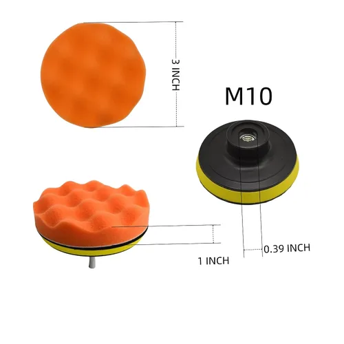 Vista 3 de Juego de 12 almohadillas de pulido de espuma, de 7,6 cm, con almohadilla de coral, placa de respaldo, adaptador de broca M10, kit de pulido