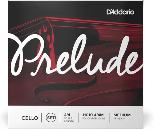 Vista 2 de D'Addario J1010 Prelude - Juego de cuerdas de violonchelo, escala 4/4, tensión media (1 juego), núcleo de acero sólido, tono cálido, económico