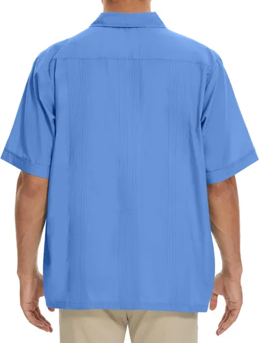 Vista 3 de MAXJON Camisas de guayabera para hombre, camisas cubanas de manga corta