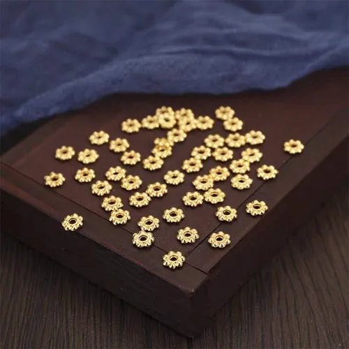 Vista 4 de 1200 cuentas septales en forma de flor, estilo tibetano, espaciadores CCB, cuentas espaciadoras de disco, cuentas sueltas para pulseras, collares