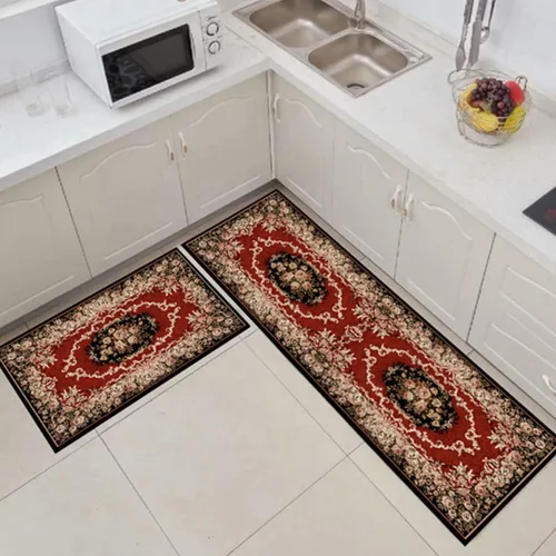 Vista 8 de Alfombras de cocina coloridas para piso, alfombras de cocina antideslizantes, juego de tapetes de cocina de granja, alfombras y tapetes de cocina