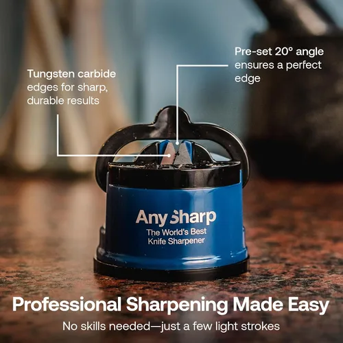 Vista 3 de AnySharp – EDICIONES – Afilador de cuchillos sin manos - Herramienta de afilado fácil de usar con base de succión PowerGrip y ángulo preestablecido