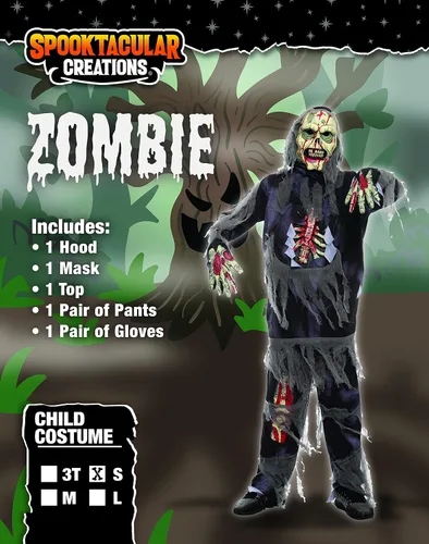 Vista 2 de Spooktacular Creations Disfraz de zombi negro de terror para fiesta de disfraces de Halloween festivales disfraces de fiesta temática
