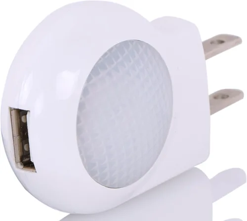 Vista 3 de Paquete de 2 luces LED de 0.7W para viajar, luz nocturna con cargador de pared USB, 0.70watts