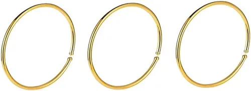 Vista 8 de Aro de nariz de oro de 14K para mujeres, joyería delgada para piercing de nariz (Oro, 3pcs- 8mm calibre 22)