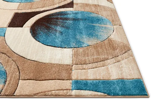 Vista 5 de Well Woven Tapete geométrico rubí de 2 x 3 pulgadas, color azul y gris, vibrante, moderno, contemporáneo, tallado a mano, diseño de rayos de sol