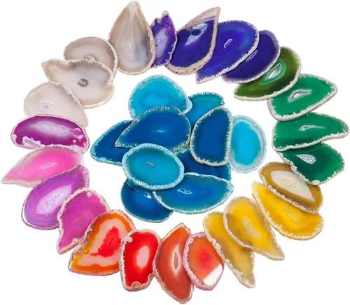 Vista 2 de rockcloud Paquete de 4 tiradores de puerta de armario de ágata azul, 10 piezas multicolor de ágata