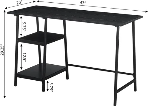 Vista 3 de Convenience Concepts Designs2Go - Escritorio de metal de madera con caballete, color negro