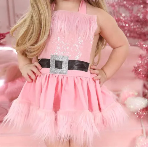 Vista 3 de oneflow Traje de Navidad para recién nacido, vestido de Navidad de terciopelo rojo, mameluco para primer vestido de Navidad