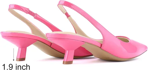 Vista 2 de JENN ARDOR Tacones de gatito cerrados para mujer, con puntera puntiaguda, elásticos, tacones bajos sexys, para novia, boda, invitada de graduación
