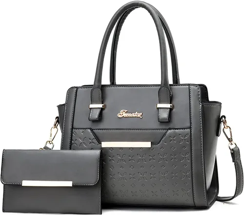 Vista 9 de NICOLE & DORIS Bolsos de mano para mujer, elegantes bolsas de hombro, 2 piezas, monederos, bolso de cuero sintético