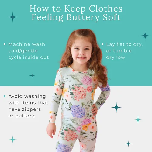 Vista 82 de Posh Peanut Pijamas para niñas, suaves, de viscosa de bambú para niños, pijamas a juego de manga larga para niñas