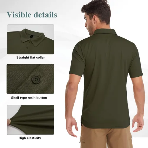 Vista 6 de MEETWEE Men's Polo Quick Dry Performance Hiking Short Sleeve Tactical Shirts