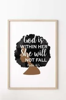 Vista 3 de Faith Black Girl Afirmation Art, arte de pared de mujeres africanas positivas, arte de pared religioso de niña negra, arte de mujer afro, arte