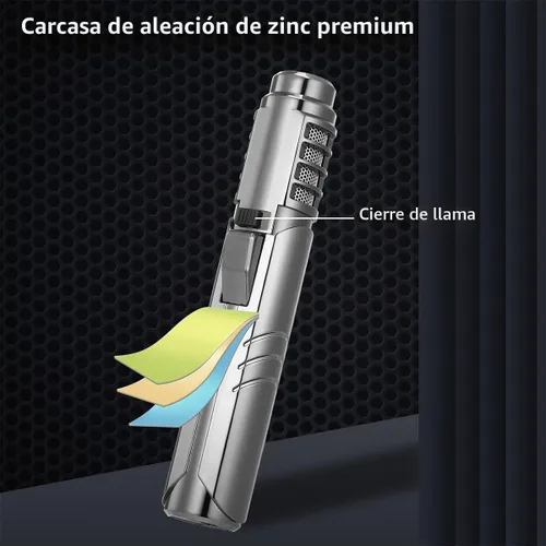 Vista 3 de Encendedor de antorcha de chorro de 3,272.0 °F, recargable de butano, resistente al viento, intensidad de llama ajustable con bloqueo de llama