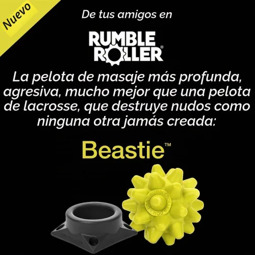 Vista 2 de RUMBLE ROLLER Beastie - Bola de masaje extra firme para tejido profundo, herramienta de punto de activación para nudos musculares, liberación