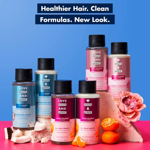 Vista 8 de Love Beauty and Planet Acondicionador de volumen sin peso con ácido hylaurónico agua de coco y flor de mimosa para el cuidado del cabello fino