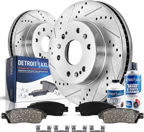 Vista 18 de Detroit Axle - Kit de freno delantero para Hyundai Nexo 2019-2024, rotores de freno perforados y ranurados, pastillas de freno de cerámica