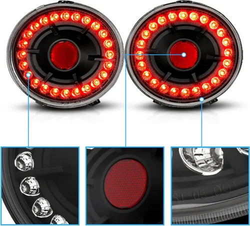 Vista 4 de AmeriLite L.E.D - Luces traseras negras para Chevy Corvette/Covette Z06, lado del pasajero y del conductor