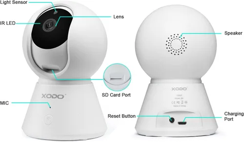 Vista 9 de XODO Cámara de seguridad inalámbrica, E6 IP 1080P HD Plug-in Cámara WiFi interior para seguridad del hogar/monitor de bebé/mascota/niñera, detección