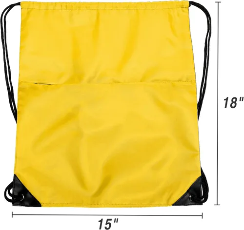 Vista 3 de BuyAgain Mochila deportiva con cordón, resistente al agua, bolsa deportiva para gimnasio, para mujeres y hombres, grande con cremallera, Amarillo