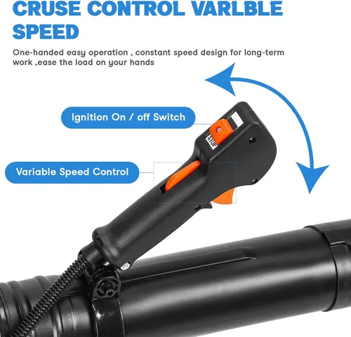 Vista 4 de Soplador de hojas de 75.6 CC – Mochila de 4 tiempos soplador de hojas a gas, soplador de césped de césped de refrigeración por aire de gasolina