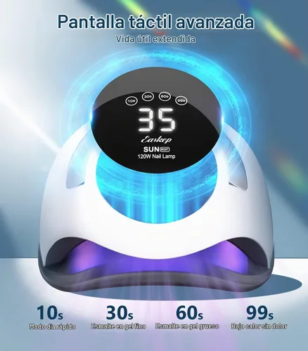 Vista 2 de Easkep Luz UV de 120 W para uñas – Lámpara de uñas UV con guantes Kit de lámpara de secado de uñas para uñas de gel profesional para el hogar