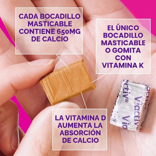 Vista 6 de Viactiv Suplemento de calcio + vitamina D3 masticables suaves, caramelo, 60 masticables - Suplemento dietético de calcio para la salud ósea