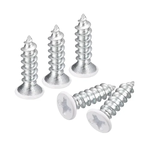 Vista 13 de uxcell Tornillos blancos ST2x4mm Tornillos autorroscantes, 100 tornillos Phillips de cabeza plana para madera para carpintería
