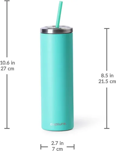 Vista 7 de Vaso de acero inoxidable con tapa y pajita reutilizable, 16 oz (varios colores)
