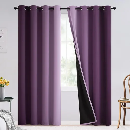 Vista 177 de SimpleHome Cortinas degradadas degradadas para oscurecer la habitación de 36 pulgadas de largo para dormitorio, con ojales y bloqueo de luz Negro