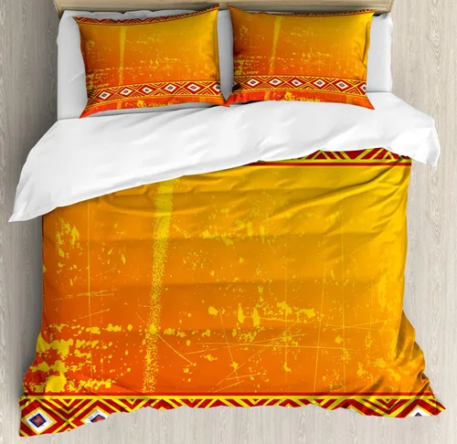 Vista 14 de Ambesonne Juego de funda de edredón natural, pájaros flamencos y palmeras en Miami, exóticos paisajes naturales tropicales, juego de ropa de cama