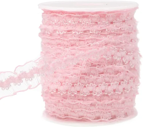 Vista 14 de Cinta de encaje elástica negra con volantes de 20 yardas para coser de 1 pulgada de organza de doble onda, ajuste de encaje, ropa y ropa