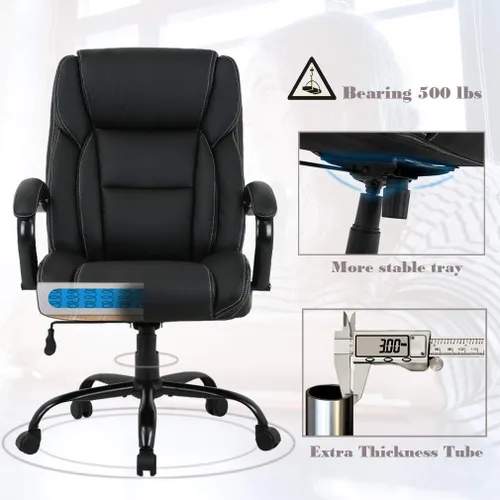 Vista 3 de Silla ejecutiva de oficina ejecutiva grande y alta, de 500 libras, silla de escritorio para computadora, ergonómica, respaldo alto, silla ejecutiva