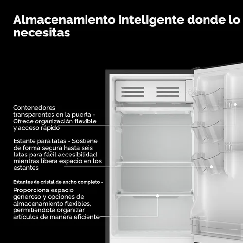 Vista 5 de Kenmore - Refrigerador compacto con enfriador de 3.5 pies cúbicos, color negro Estante para 6 latas, estantería de vidrio ajustable, puerta