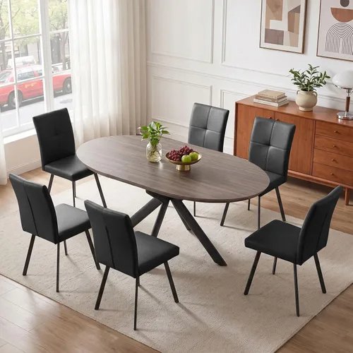 Vista 22 de HIPIHOM 43.2"-59.1" Extendable Round Dining Table Mesa de roble