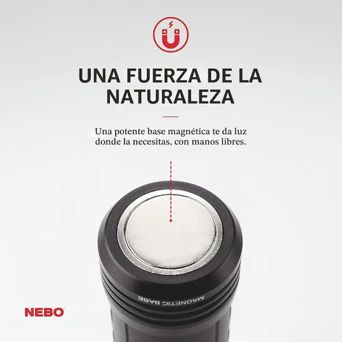 Vista 4 de Nebo Slyde+ (Plus) 6525 linterna LED 300 lúmenes, doble luz, base magnética